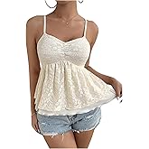 SOLY HUX Womens Babydoll Tops Y2K Summer Cute Flowy Sleeveless Camisole Tops Vintage Shirt