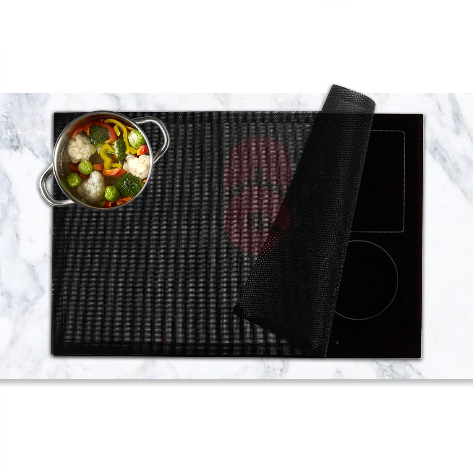 MIPIACE Induction Hob Protector Mat Cooktop Scratch Protector Electric Induction Hob Cover Heatproof Non-Slip Silicone Induction Cooker Covers for Induction Stove (52×78cm)