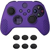 eXtremeRate PlayVital Purple 3D Studded Edition Anti-slip Silicone Cover Skin for Xbox Series X/S Controller, Soft Rubber Case Protector for Xbox Core Wireless Controller with 6 Black Thumb Grip Caps