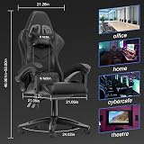 bigzzia Ergonomic Gaming Chair with Lumbar Cushion and Headrest Black view 7