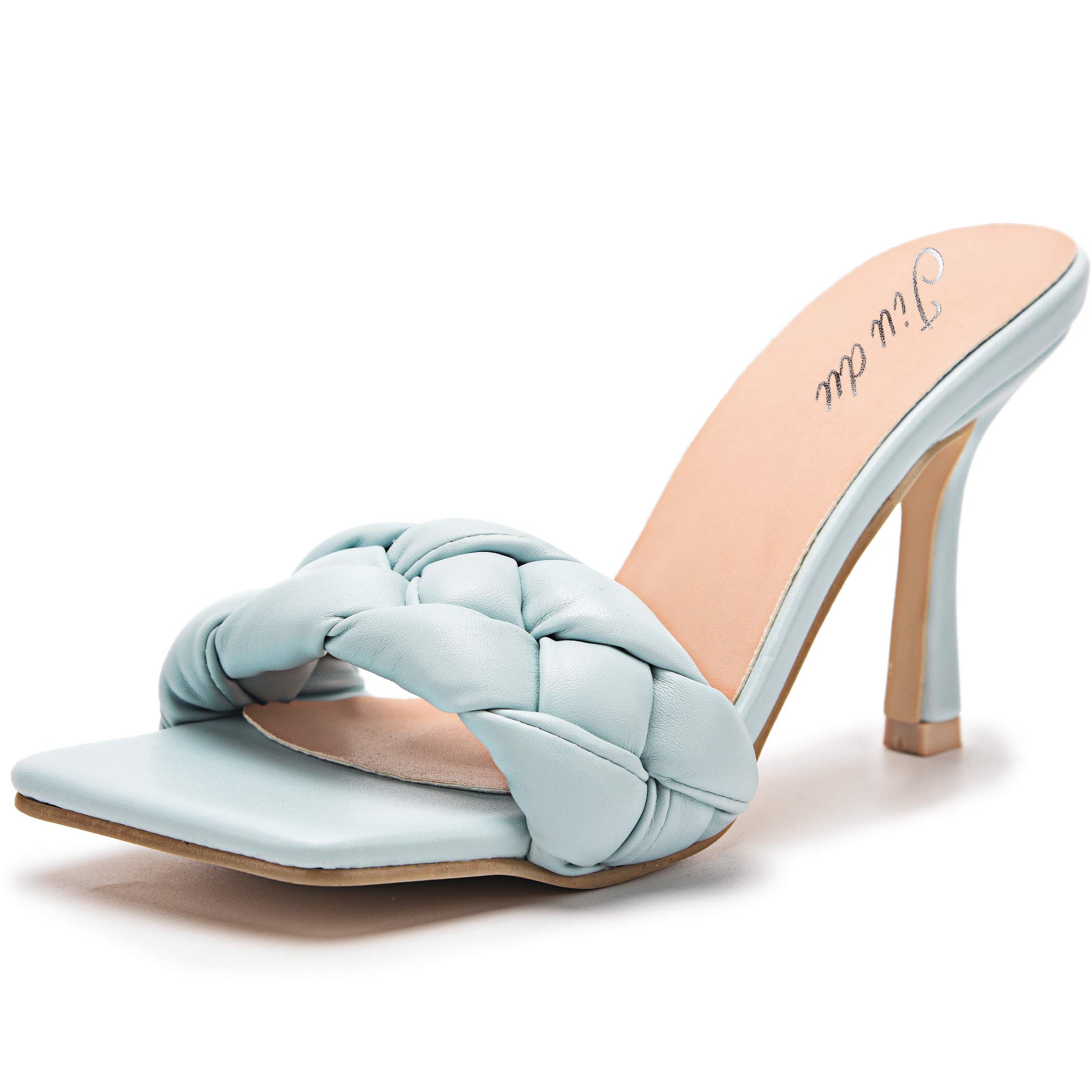 Women's Heeled Mules Square Open Toe Stiletto Sandals Fashion Sexy Dress Backless High Heels Slippers