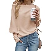 JOCAFIYE Womens Fall Winter Sweaters 2025 Casual Long Batwing Sleeve Loose Off Shoulder Knit Pullovers Jumper Tops