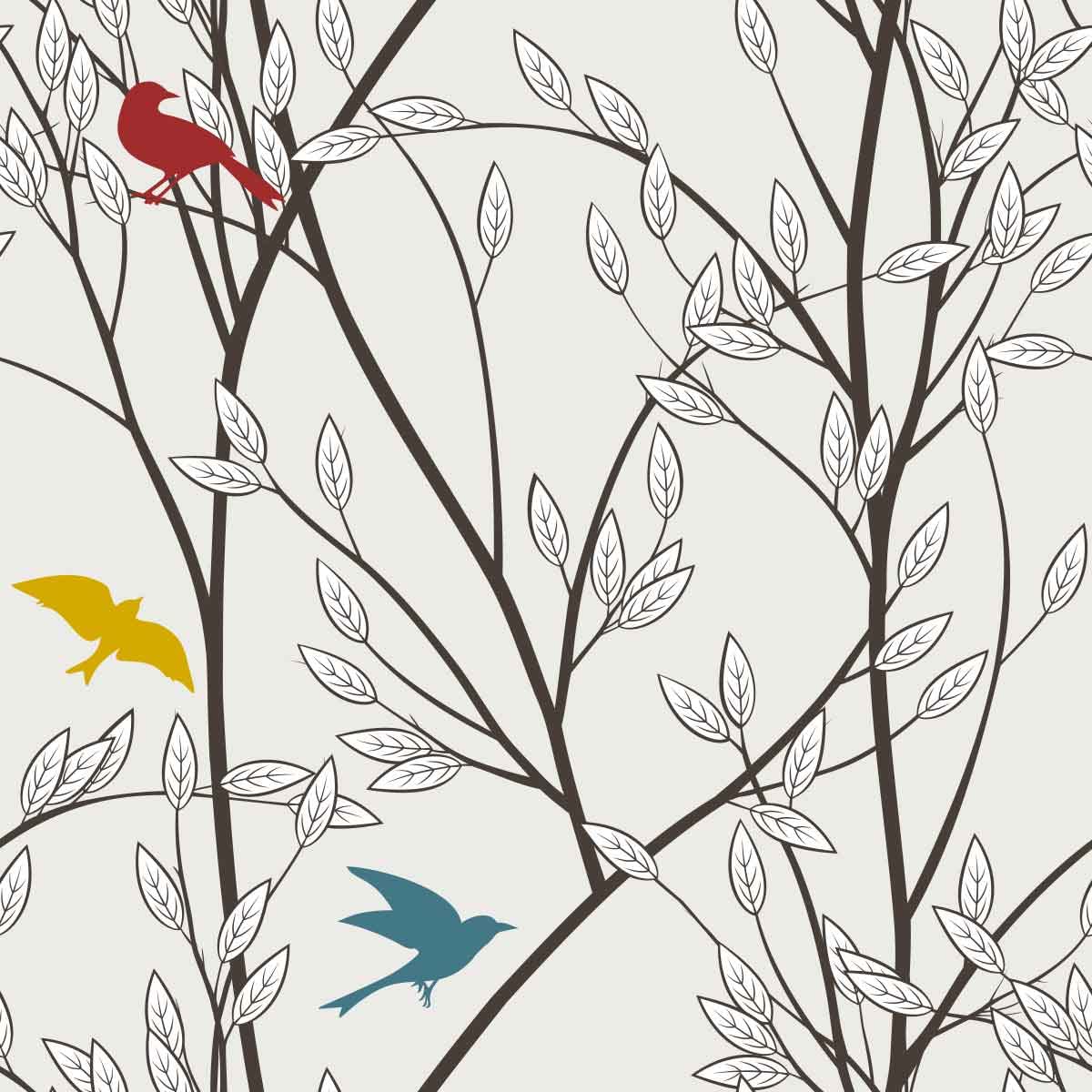 Tree Branches Upholstery Fabric by The Yard,Nature Cute Birds Reupholstery Fabric for Chairs,Wildlife Decorative Waterproof Outdoor Fabric,1 Yard,(L92*W150cm) Mustard Maroon