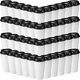 Honeydak 45 Pack 16 oz Reusable Coffee Cups with Lids Water Bottle Iced Coffee Travel Mug Reusable Portable Plastic Tea Tumblers Bulk for Hot and Cold Drinks Birthdays Party(Classic,White with Black)