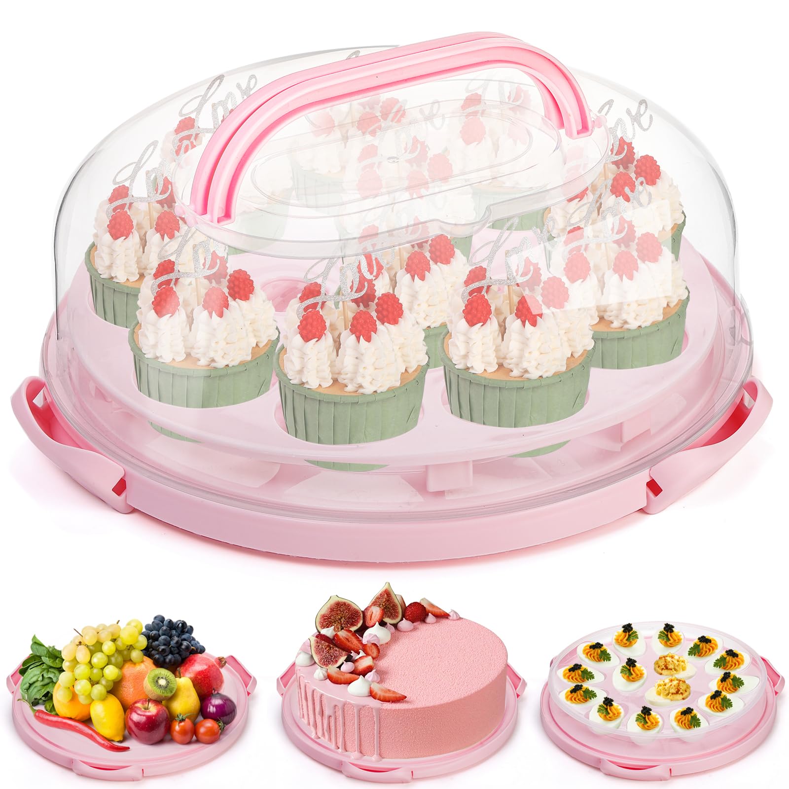 Coloch Cake Carrier with Lid and Handle, 3 in 1