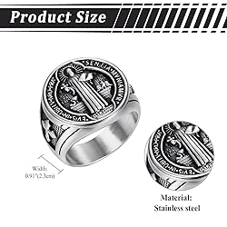 Saint Benedict Medal Rings for Men: Silver