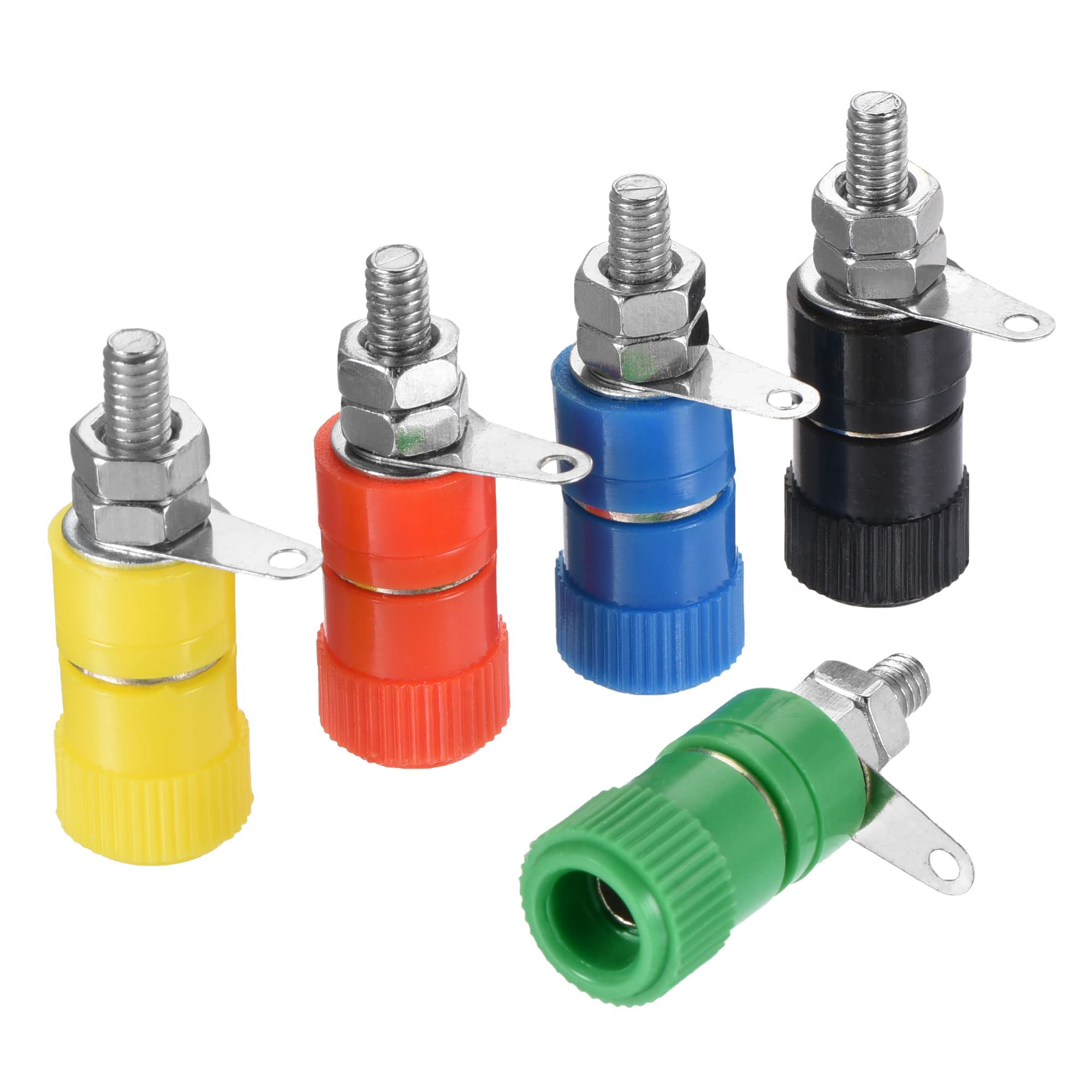 Uxcell Binding Post Terminals 4mm Amplifier Terminal Connector Banana Plug Jack Mount 5 Color 25 Pcs JS-919