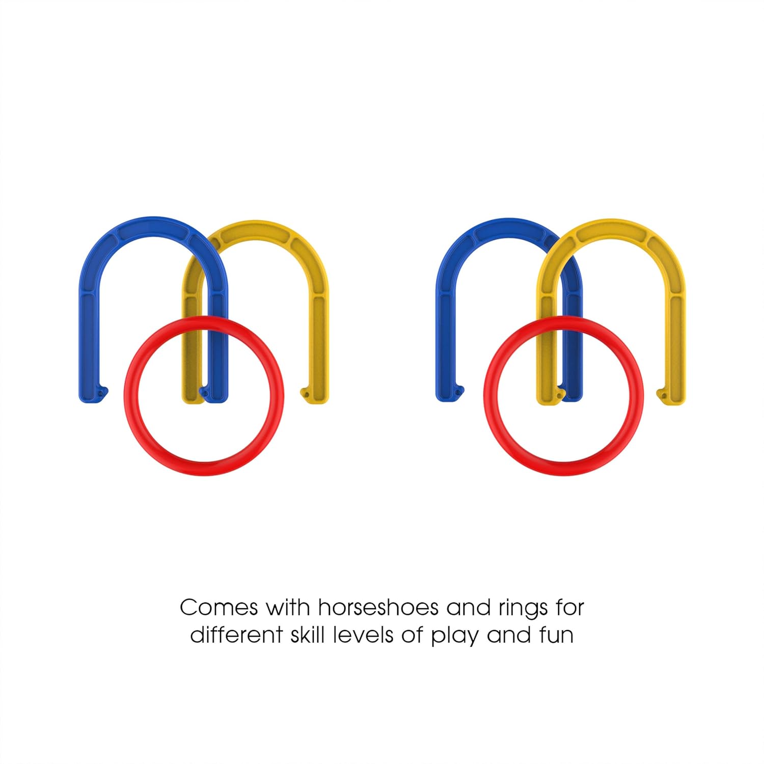 Hey! Play! 2-in-1 Horseshoe and Ring Toss – Outdoor Combo Two-Player Skill Game Set for Kids and Beginners – Picnic, Cookout, Beach and Backyard: Toys & Games