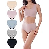 AIRCUTE Washable Urine Absorbency Incontinence Underwear for Women Bladder Leak Proof Cotton Panties 60ML 5 Pack(5 Colors, Medium)
