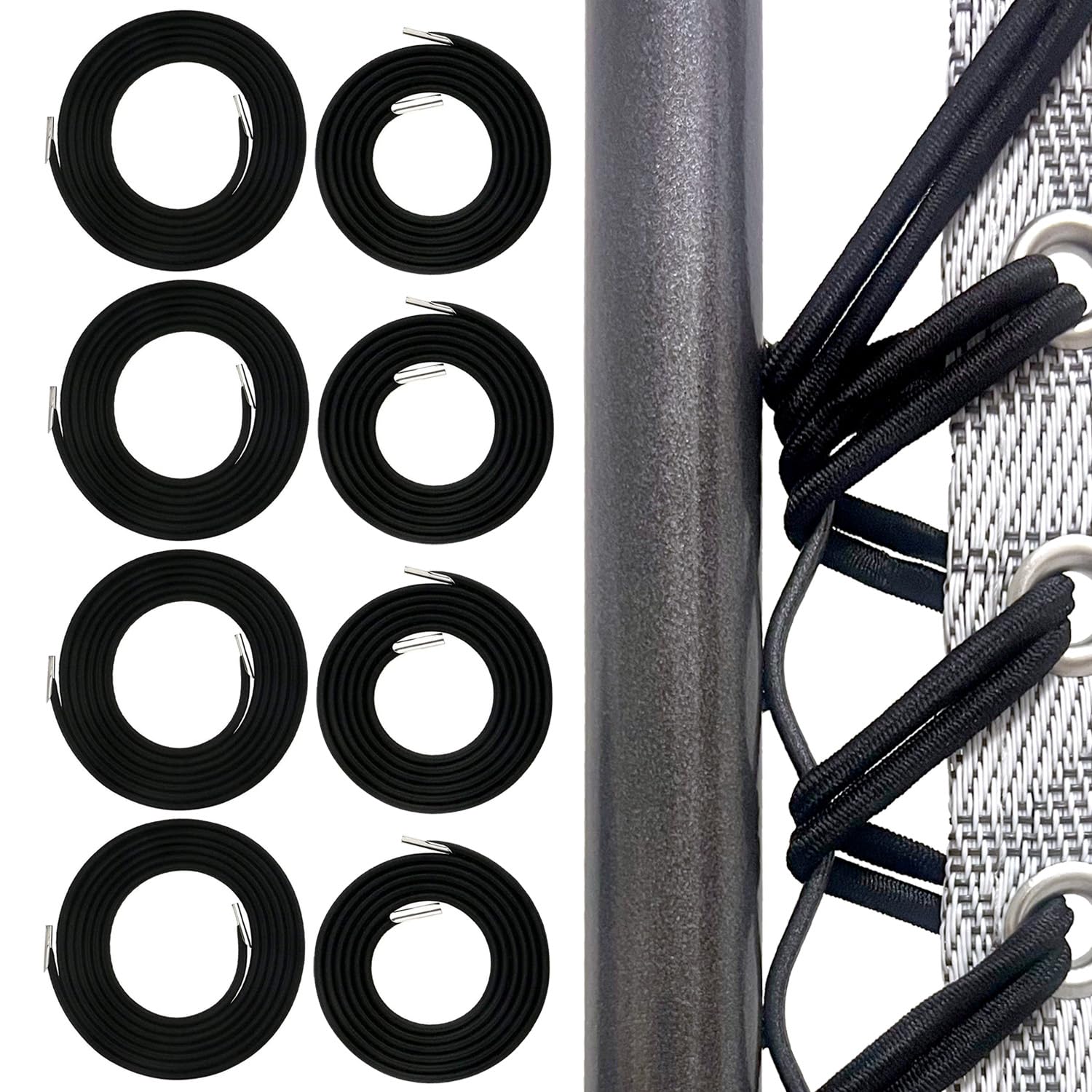 Ostlttyn Zero Gravity Chair Replacement Cord, 8 Pcs Durable Bungee Elastic Laces Replacement Cords for Zero Gravity Chair Lounge Chair Patio Recliner Lawn Chair Repair Kit, Black