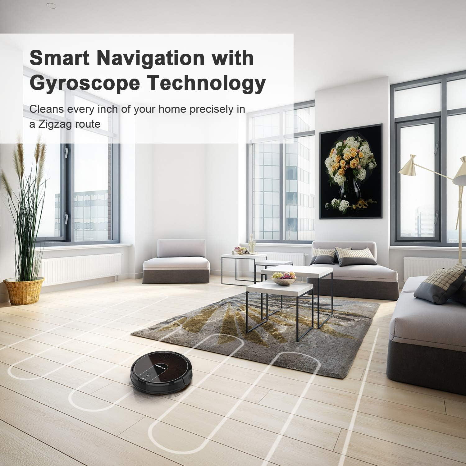 APOSEN Robot Vacuum, Smart WiFi Mapping Robot Vacuum Cleaner, 2200Pa Strong Suction But Quiet Robotic Vacuum Cleaner with Self Charging, Ideal for Pet Hair, Carpet, Hard Floor -
