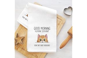 Funny Cartoon Cat Kitchen Towels, Microfiber Tableware Decorative Dish Cloth Tea Towel, Waffle Hand Towels for Kitchen Home B