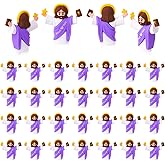 GGSTDDUP 30 Pcs Little Rubber Jesus Figures with Book Jesus Love You Mini Rubber Figurines Religious Mini Figurines for Sunday School Baptism Gifts Party Favors(Purple)
