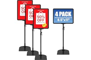VAIIGO 4Pack Sign Stand for Display 8.5 x 11, Adjustable Poster Stand for Table Top & Floor, Floor Standing Sign Holder, Meta