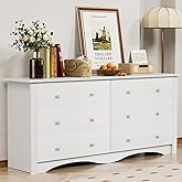 YESHOMY White Wood Dresser with 6 Drawer, Cabinets Dressers Wood Dresser Cabinet, Organizer Drawers for Bedroom, Living, Hallway