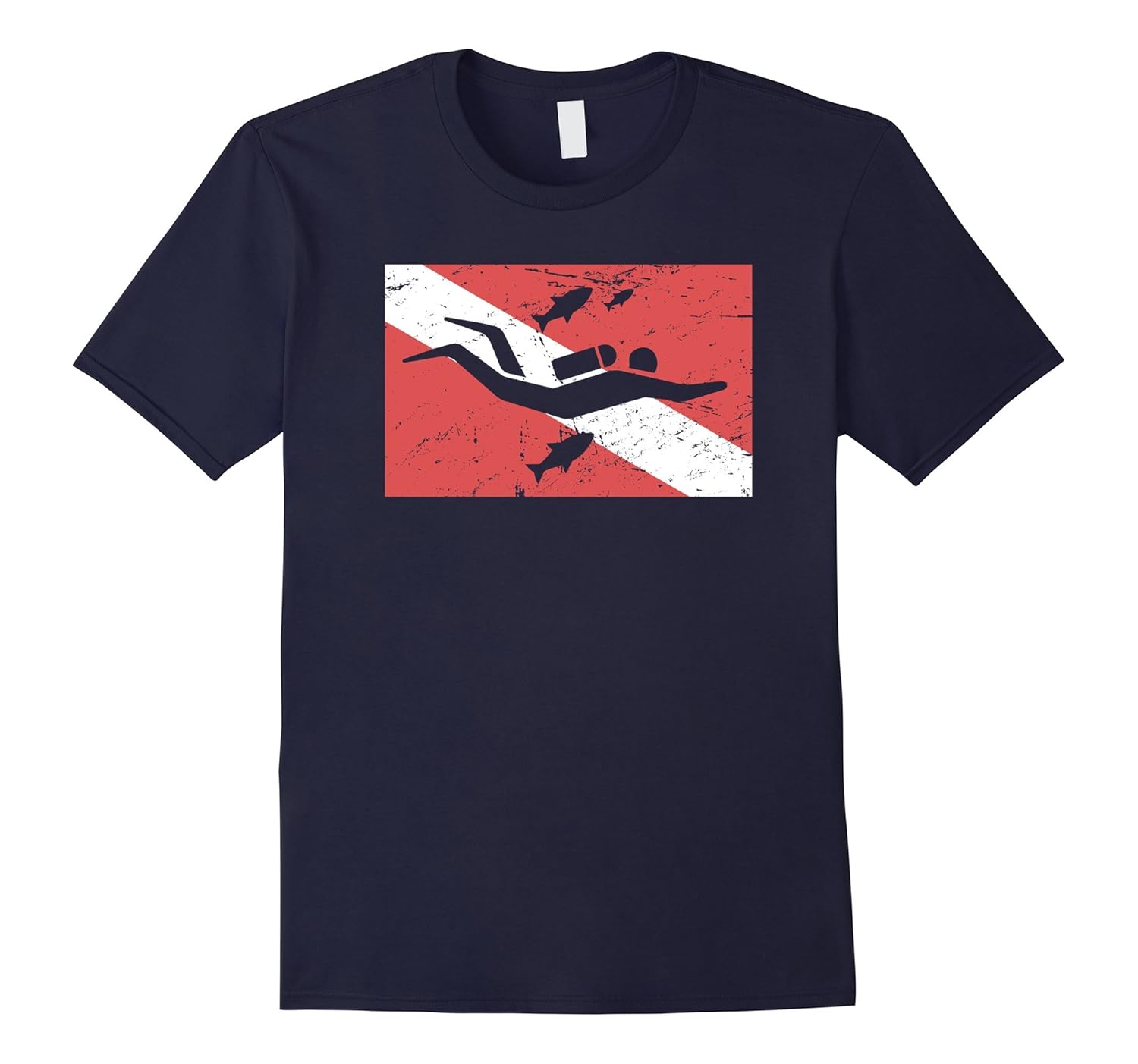 Distressed Scuba Flag | Scuba Diver T-Shirt-ANZ