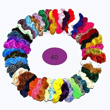 Qyshair 40 Pcs Premium Velvet Hair Scrunchies Hair Bands Scrunchy