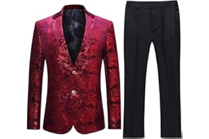 Boyland Boys Jacquard Suit Slim Fit Tuxedo Suits Jacquard Notch Lapel Tux Jacket Pants Party Formal Wear