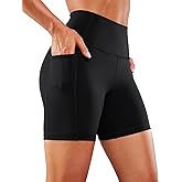 CRZ YOGA Women's Naked Feeling Biker Shorts with Pockets 6'' - High Waisted Yoga Gym Workout Spandex