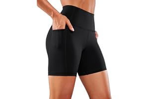 CRZ YOGA Women's Naked Feeling Biker Shorts with Pockets 6'' - High Waisted Yoga Gym Workout Spandex