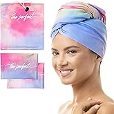 THE PERFECT HAIRCARE Microfiber Hair Plopping Towel Set – Super Absorbent Anti-Frizz Hair Drying Wrap + 2 Curl Scrunching Towels – Fast Drying, Lightweight Wrap for Women, Girls & All Hair Types