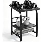 Dumbbell Stand for Adjustable Dumbbells 3-Tier Heavy Duty Metal Weight Rack | Black Home Gym Storage Organizer for Dumbbells, Kettlebells &amp; Fitness Equipment