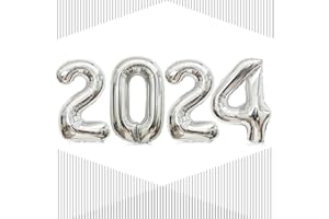 LHOAVWE Gaint 40 Inch Silver 2024 Number Balloons 2024 Silver Balloons for 2024 New Year Eve Festival Graduation Party Decorations Supplies