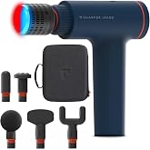 Sharper Image Powerboost Versa Heat &amp; Cold Therapy Percussion Massage Gun | Deep Tissue Back Massager, Quiet, Lightweight Handheld Massage Tool, Travel Case, Full Body Muscle Pain Relief, Trigger Point