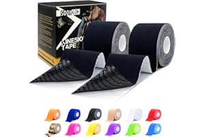 SOON GO Kinesiology Tape Pro 2 Rolls, 2 Inch High Elasticity Sports Tape Therapeutic Pain Relief–Physio Tape for Muscle Recovery & Joint Support, Waterproof & Hypoallergenic & Breathable–Black