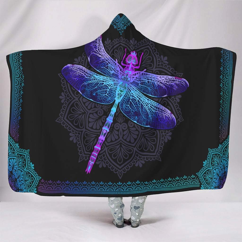 KASTLEE Purple Mandala Dragonfly Totem Hooded Blankets