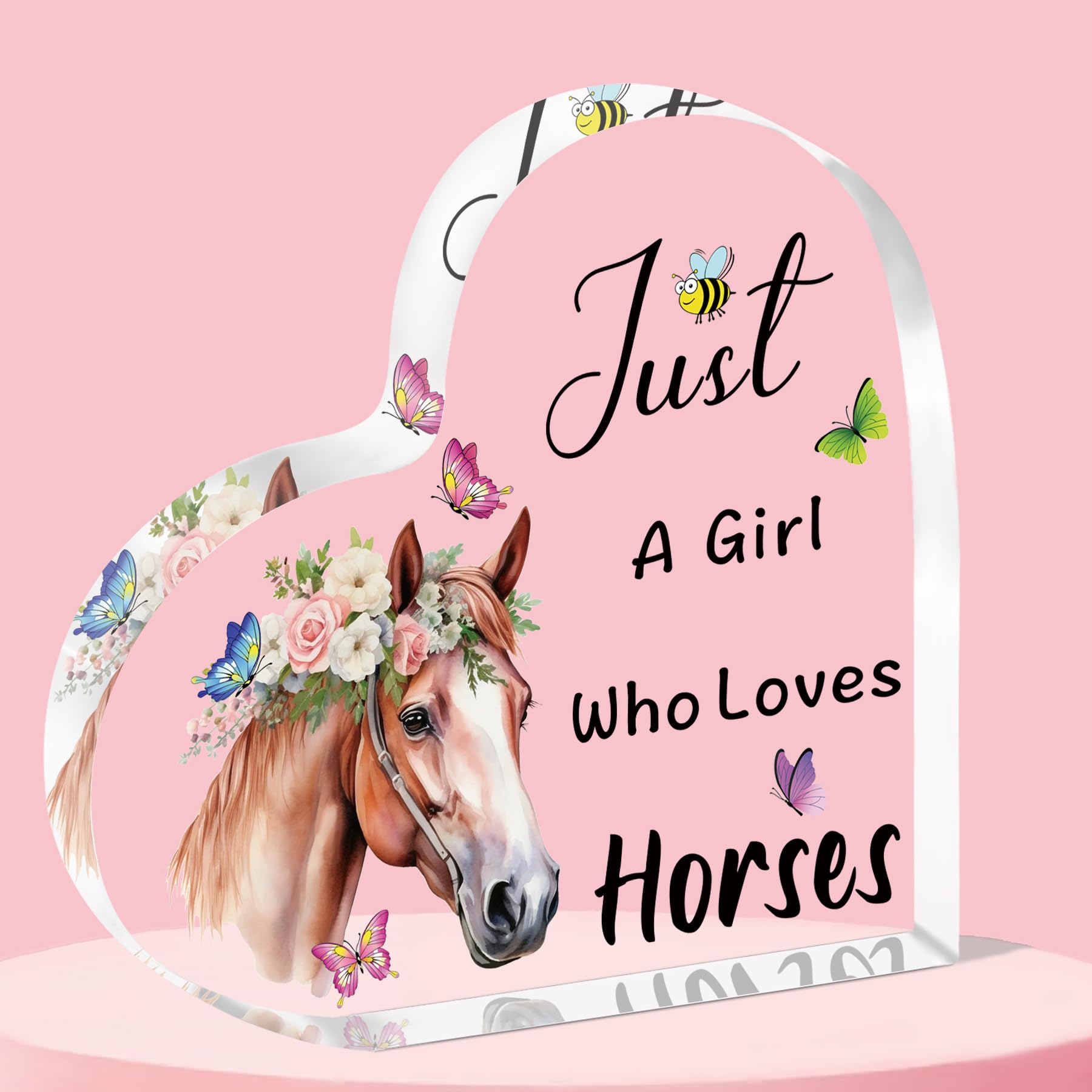QMVMV Funny Horse Acrylic Plaque - Animal Lover Gift for Women & Girls Who Love Horses