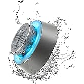 Okjew Bluetooth Shower Speaker, IP67 Waterproof Wireless Speaker with Colorful LED Lights, True Wireless 3D Stereo Sound, Portable Outdoor Speakers for Beach, Pool, Kayak, Travel, and Home Use (Grey)