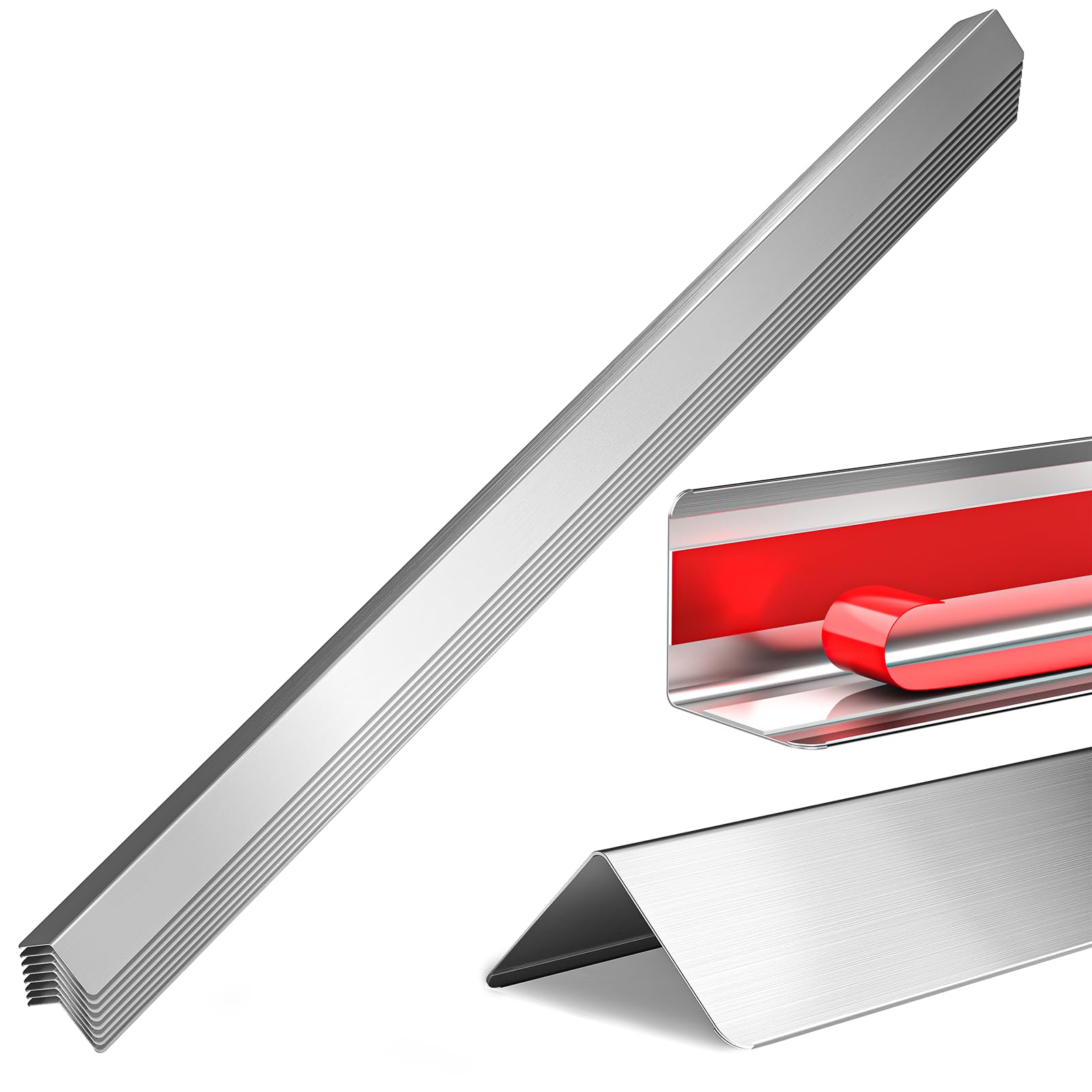 Photo 1 of 2x2x48 Inch 304 Stainless Steel Wall Corner Guards (10-Pack) – Heavy Duty Rounded Corner Protector, Smooth Folded Edge Design for Wall Protection – 90° Angle Metal Edge Guard