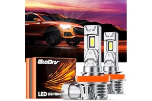 GloDrv [2024 Upgrade H11 LED Light Bulbs, 16000 Lumens 400% High Brightness, 6000K Cool White, Halogen Upgrade Replacement, Fog Light Bulbs Plug and Play, Pack of 2