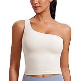 CRZ YOGA Butterluxe One Strap Longline Sports Bra for Women - Asymmetrical Yoga Crop Padded Workout Tanks