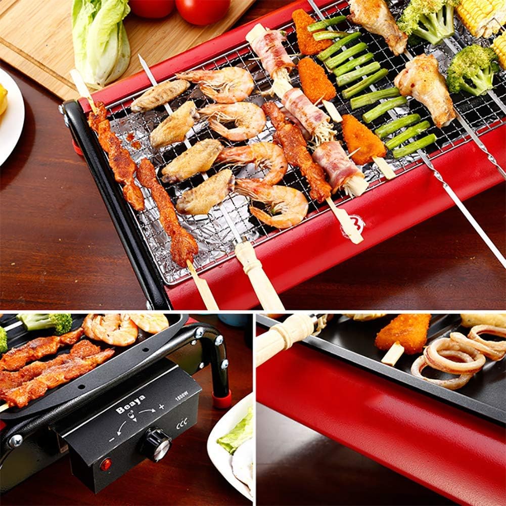 review Outdoor/Indoor Dual Use Smoke Free Electric Grill, 1800w Intelligent Temperature Control Barbecue Grill,Energy Saving,Easy to Clean Design,220v,52 cm X 32 cm