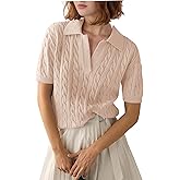 Zeagoo Women Short Sleeve Sweater Pullover Polo Tops V Neck Knit Casual Soft Pullover Shirt
