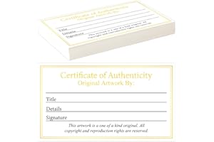 GISGFIM 24 Pieces Certificate of Authenticity Premium Certificates Ideal for Valuations Collectibles and Artwork Gifts for Artists Artisans Handicraft Worker (3.5 x 2 Inch)