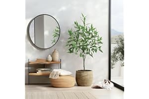 4FT Artificial Eucalyptus Tree, Realistic Faux Tree with Silk Leaves for Indoor & Outdoor, Home Décor Fake Plant for Living R