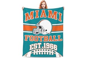 TOUVCRD Miami Fans Blanket Gifts 50x60 inches Soft Lightweight Flannel Throw Blanket for Men Women Youth Kids Classic Football Team Color Blankets for Sofa Bed Bedroom Living Room