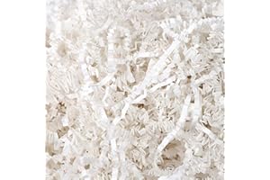 STRBOXONG 1LB (455g) White Shredded Tissue Paper for Packing Gift Boxes - Premium Crinkle Cut Baskets Filler Shredded Paper, 