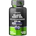 ORZAX Black Seed Oil Cold Pressed 100% Pure | Non-GMO – Rich in Omega 3 6 9 & Thymoquinone | Black Cumin Nigella Sativa Oil for Immune Support, Hair, Skin, Face (150 Softgel Capsules)