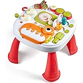 eJog Pup Baby Activity Table Learning & Fun, Baby DJ Table for Sitting Play, Keyboard Musical Toy and Detachable Red Legs, Ed