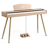 AiJoy Digital Piano Keyboard, 88 Key Fully Weighted Hammer Action, Oak | Full Size Electric Piano for Beginners &amp; Home Musicians, LCD Display, Triple Pedal, Supports USB-MIDI/Wireless Connection