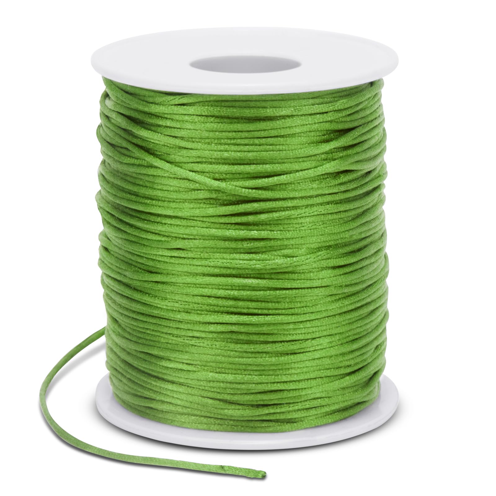 LEREATI Satin Cord 1.5mm x 100m Nylon Cord Bracelet Thread, Rattail Silk Beading Thread Jewellery String for Making Bracelet, Necklace, Chinese Knot, DIY Crafts (Fruit Green)