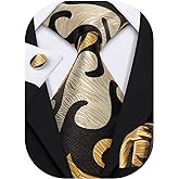 Barry.Wang Classic Mens Ties Silk Necktie Pocket Square Cufflinks Set Woven Designer Wedding Business