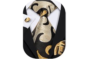 Barry.Wang Classic Mens Ties Silk Necktie Pocket Square Cufflinks Set Woven Designer Wedding Business