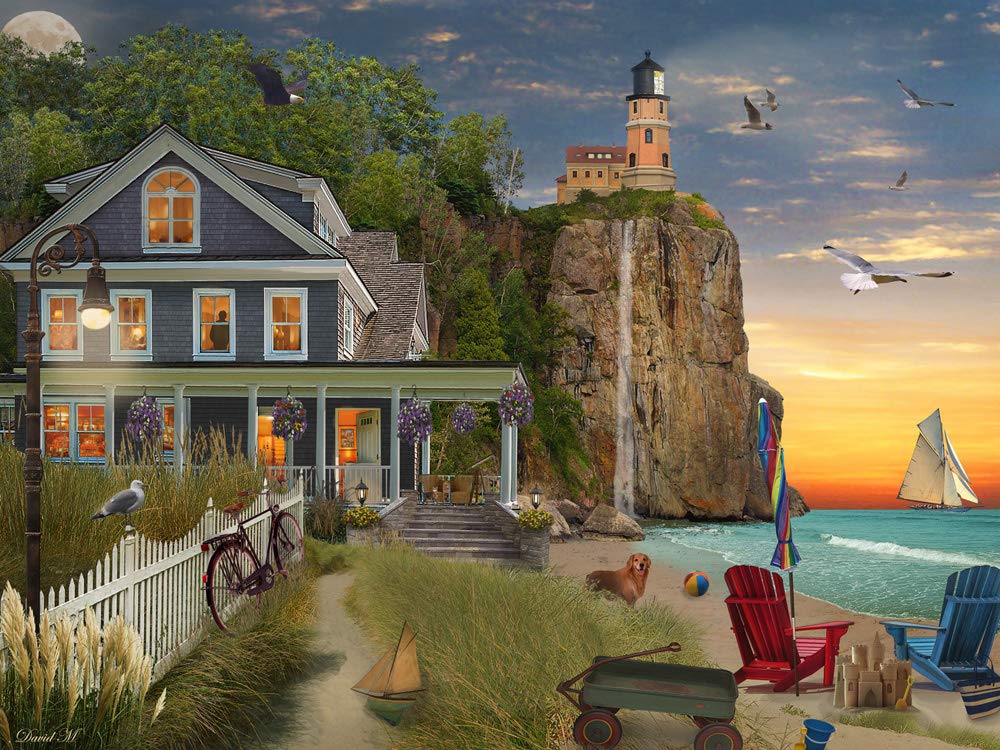 Vermont Christmas Company Beachside Lighthouse Jigsaw Puzzle 550 Piece