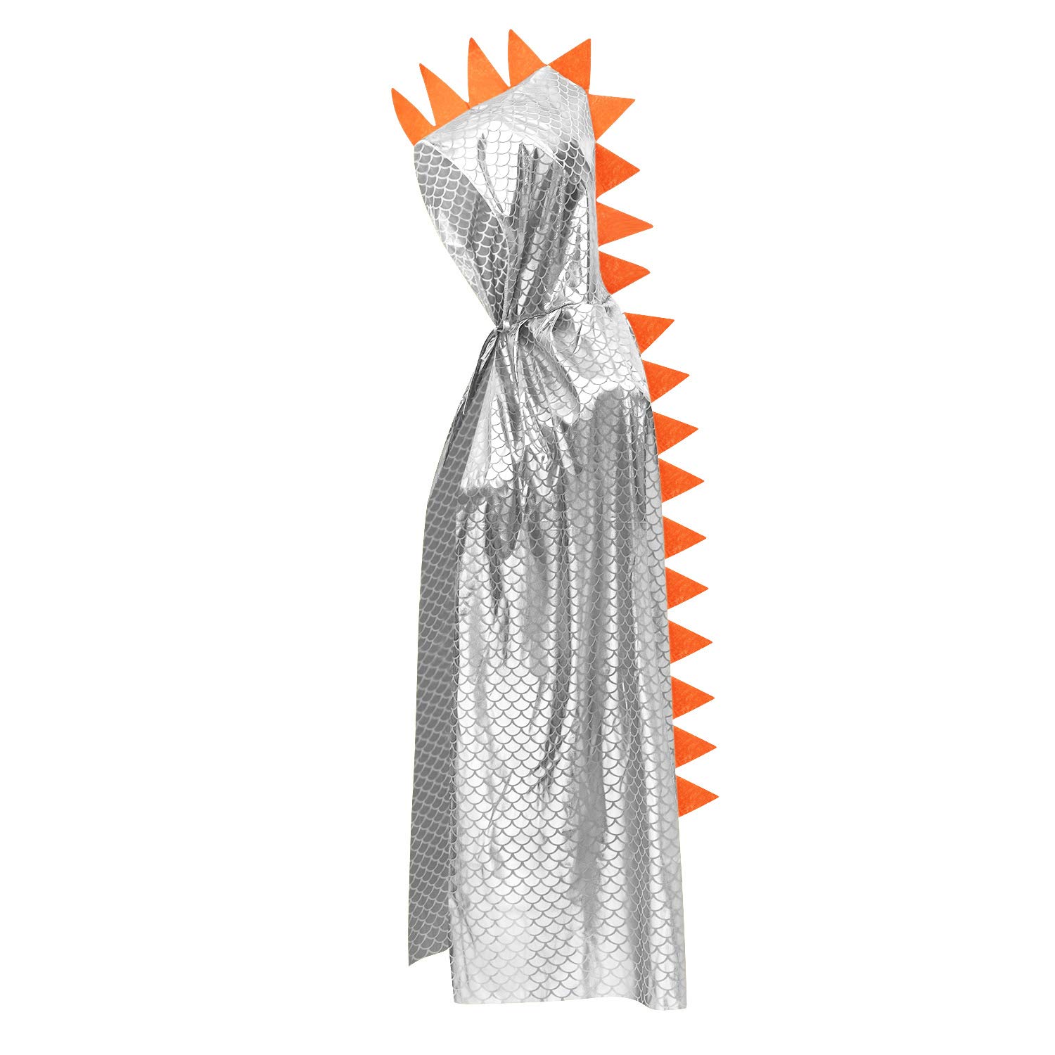 XINCHIA Kids Halloween Metallic Spike Cape Hooded Scale Cloak Dragon Dinosaur Medieval Accessory for Dress Up Pretend Play Fantasy Robe,Birthday,Cosplay Theme Party Costume Gold/Blue/Silver