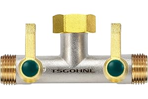TSGOHNL Garden Hose Splitter, 2-Way Heavy Duty Brass 3/4-Inch Faucet Splitter, Outdoor Dual Head Distributor, Nickel Plated Brass, For near-floor faucet manifolds